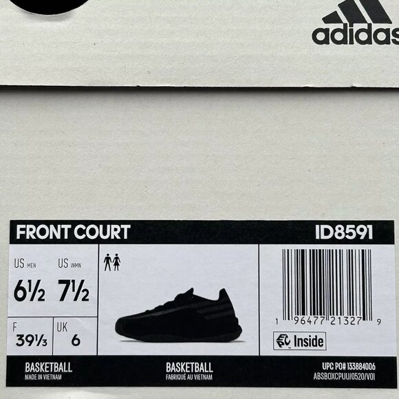 Adidas Front Court Low Top Basketball Sneakers Size Men\'s 6.5/Women\'s‎ 7.5 Black main image 5